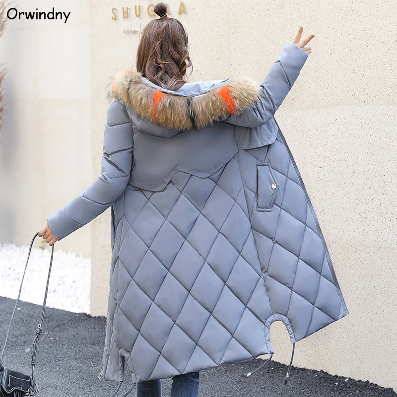 Длинная зимняя куртка orwinny Женская парка большого размера 3XL с хлопковой