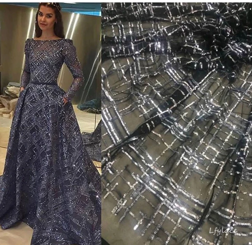 2019 LFY Hot 5 yard African sequins french embroidery tulle lace fabric wedding party gown DIY cloth garment | Дом и сад
