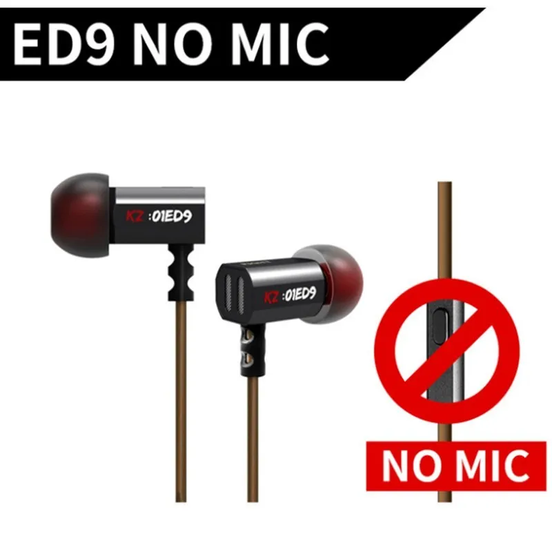 Black No Mic CCA KZ ED9 наушники-вкладыши гарнитура супер чаша Настройка сопла наушники в ухо Мониторы Hifi наушники с микрофоном прозрачные - Цвет: Black No Mic