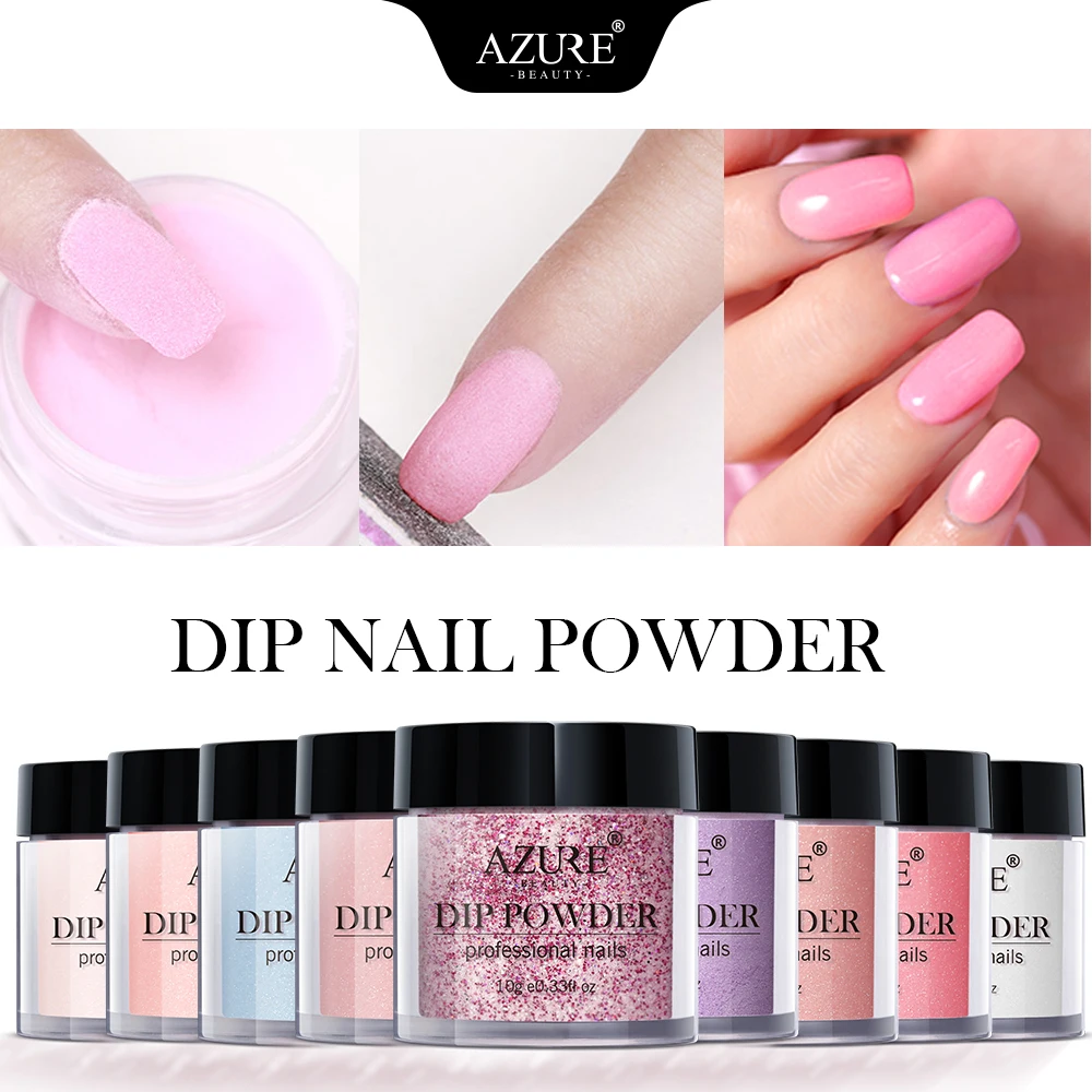 Лазурная красота 4 шт./партия пудра для ногтей дизайн с погружением база