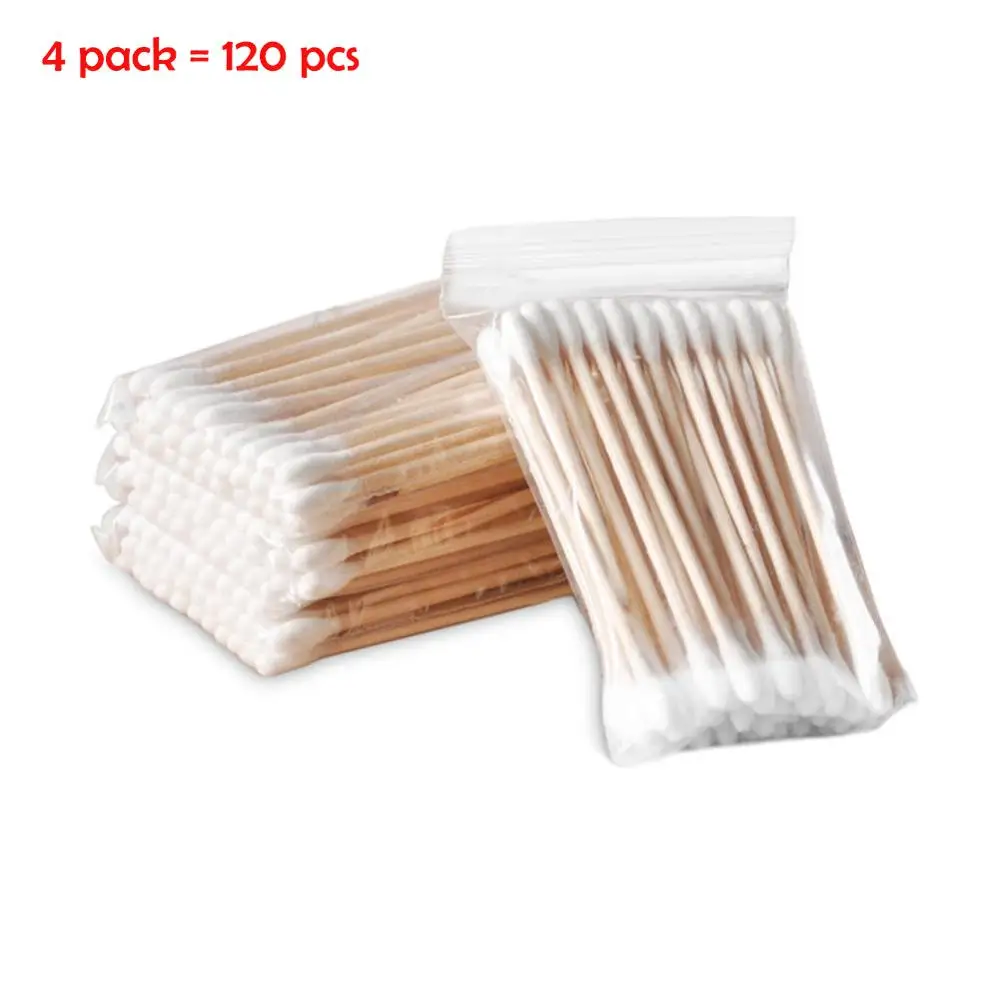 120pcs cotton swab 120 шт. косметический ватный тампон с двойной головкой хлопок+ акриловый Ватный тампон органайзер для макияжа портативный контейнер коробка для хранения - Цвет: 120pcs cotton swab