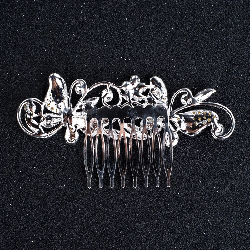 Wedding Bridal Hair Comb Rhinestone Hair Accessories Butterfly Clips Pin Decorative Hair Ornaments for Women Head Jewelry Piece