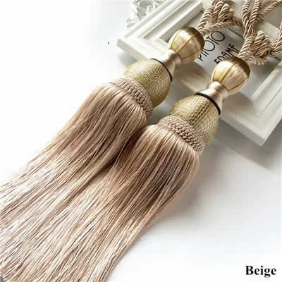 Beige Qgvlish 2 шт./пара Шторы с бахромой и отделкой подвесной ремень шаровая Шторы держатель аксессуары для ванной комнаты, подхваты украшения дома крепления связывают - Цвет: Beige