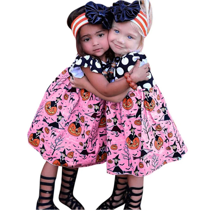 Новинка 2018 детское платье с тыквой на Хэллоуин милое платье-пачка принцессы для