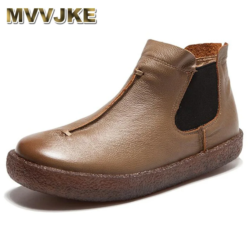 MVVJKE/Новинка 2018 года Женские ботильоны из натуральной кожи с металлическими