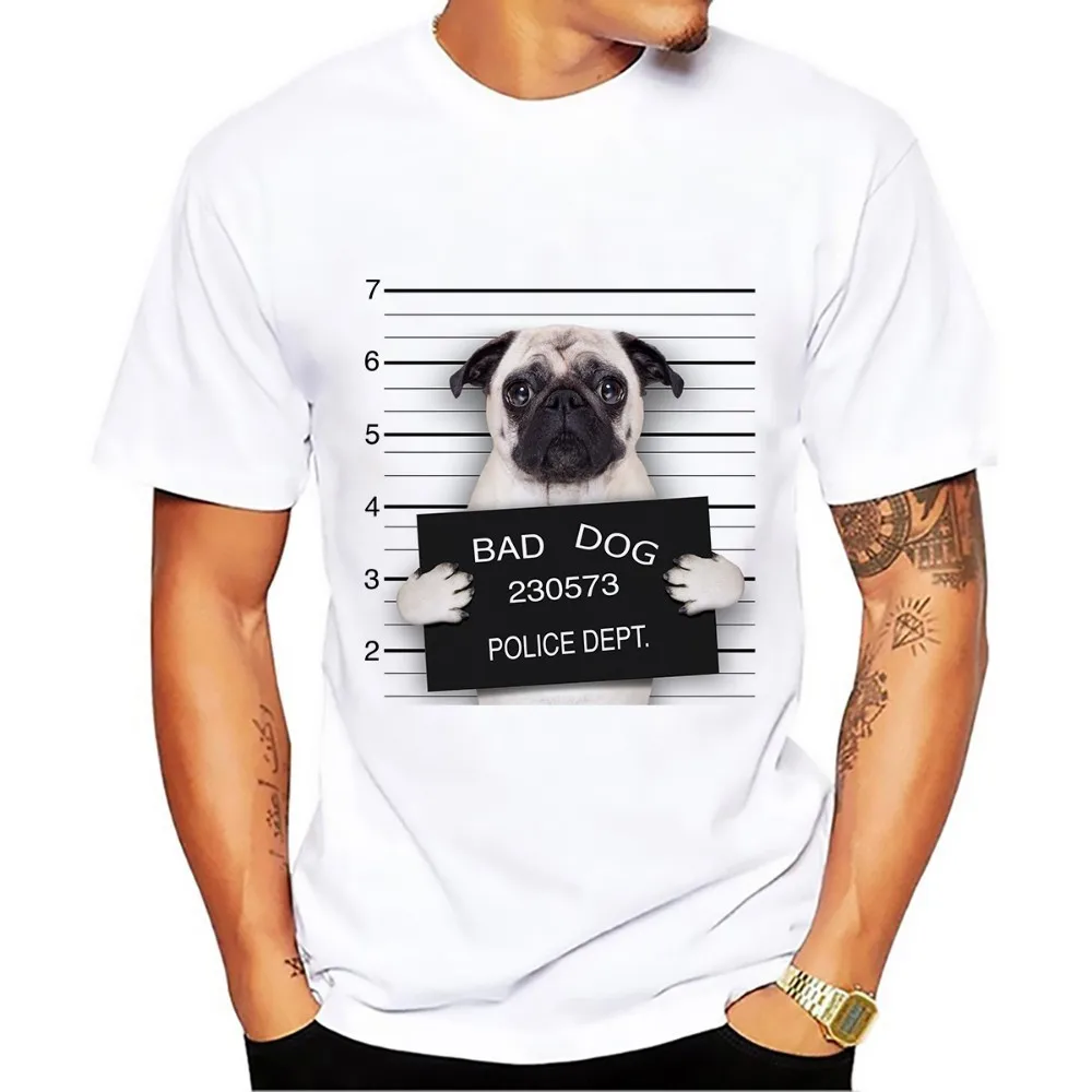 Футболка мужская с забавной надписью bad evil dog Be arrested повседневная креативная