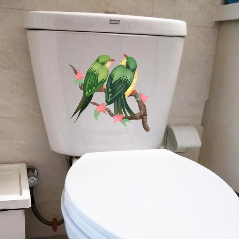 YOJA 23.2X21.1CM Lover Birds In Trees Toilet Home Decor Wall Sticker Decal Funny Animal T3-1168 | Дом и сад