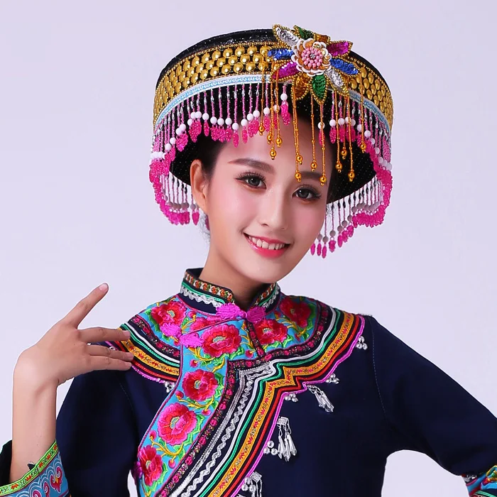 Новая сексуальная модная Китайская Шляпа Miao для женщин бесплатная доставка