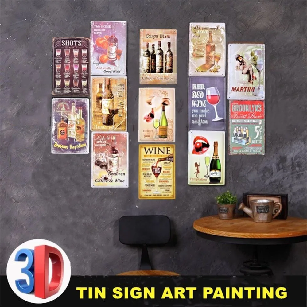 Жестяной винный 3d знак в классическом стиле художественная живопись бар паб гараж гостиница Декор стен для