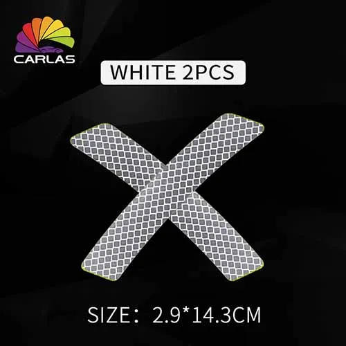 14.3cm White 2 шт./компл. автомобильный предупреждающий знак велосипедный шлем наклейки на дверь машины ленты светоотражающие полосы безопасности автомобиля-Стайлинг внешние аксессуары - Цвет: 14.3cm White