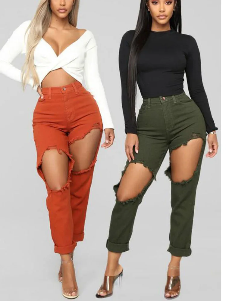 

Plus size 25-32 Hole ripped jeans women harem pants loose ankle-length pants Boyfriends For woman Ladies skinny jeans
