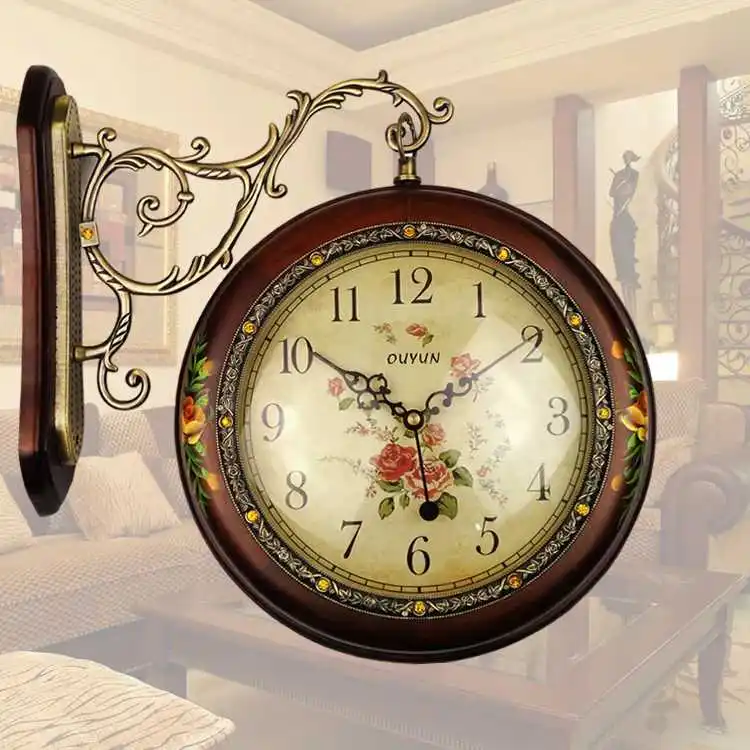 

home decor Cheap Ouran authentic antique clocks pastoral European high-grade wood-sided wall clock creative