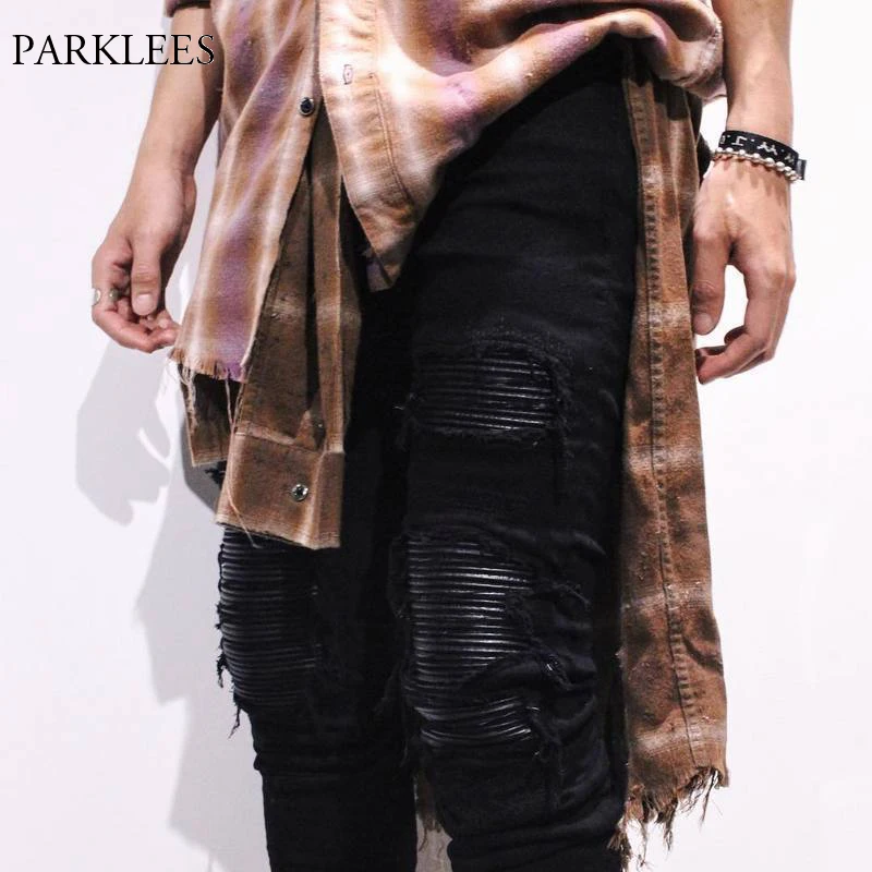 Новые черные рваные джинсы для мужчин осень 2017 женские повседневные облегающие в