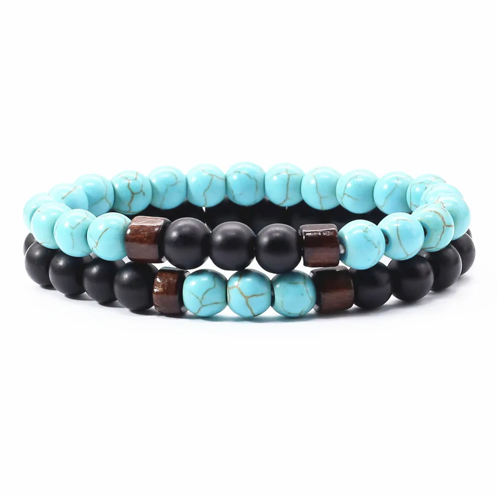 2 шт./компл. пары расстояние браслет классические белые из натурального камня и