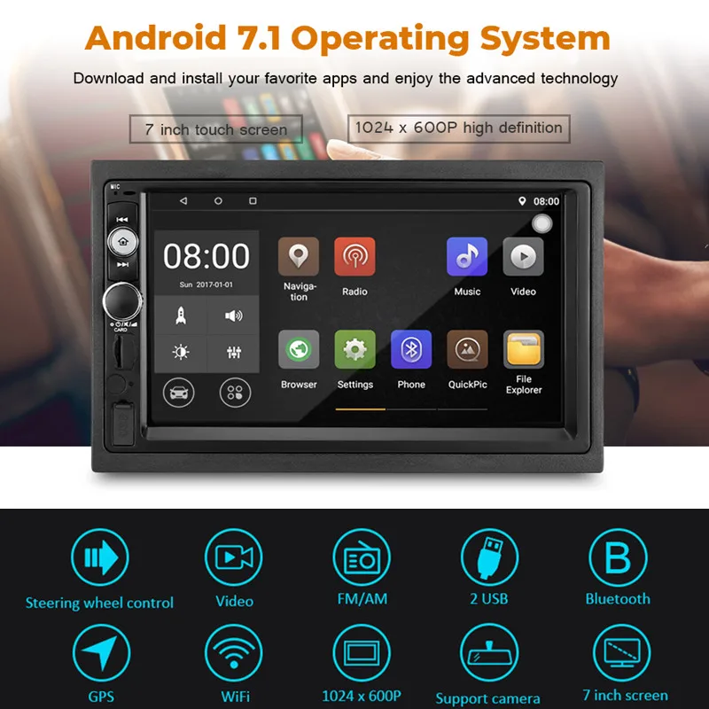 Оформление 7 дюймов автомобильный мультимедийный плеер 2G (ram) + 32G (rom) Android 1 Bluetooth 4 0