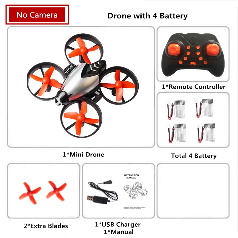 S2 No Camara Мини-Дрон с камерой 0.3MP высота Квадрокоптер с камерой 2,4G RC вертолет 6 оси RC Квадрокоптер игрушки VS H36 E010 - Цвет: S2 No Camara