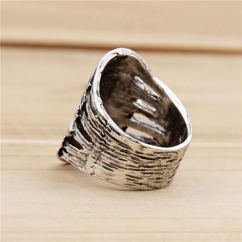 Винтаж завод гнездо Кольца полые Дизайн Античная Посеребренная Модные