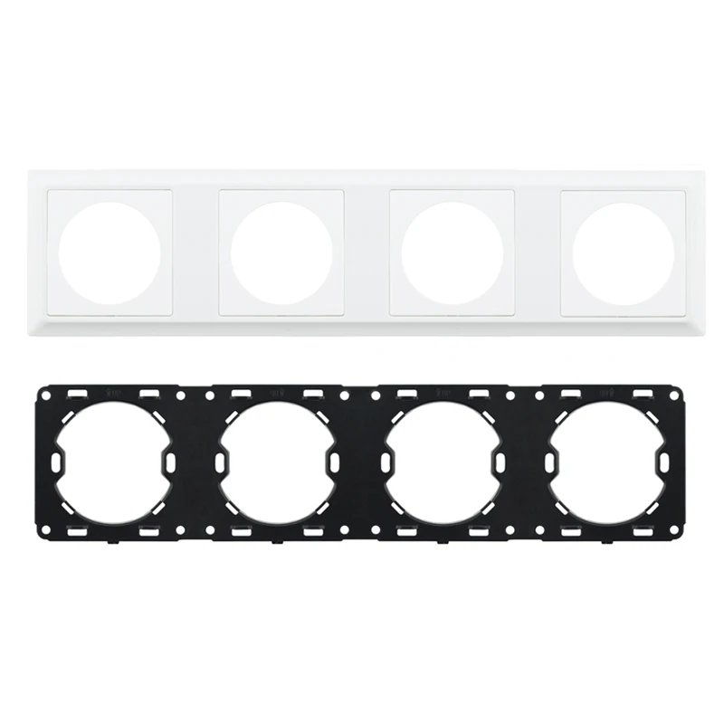 Quadruple Panel L1 настроить diy части белая пластиковая панель Рамка для настенного выключателя гнездо пластиковая рамка только Singel, двойной, тройной, четырехместный панель - Цвет: Quadruple Panel