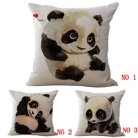 cute and lovely baby panda pillow case cotton linen chair seat and waist 45x45cm pillow cover home textile living