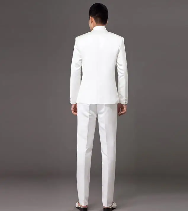 Белый фарфоровый костюм со стоячим воротником тонкий мужской китайский