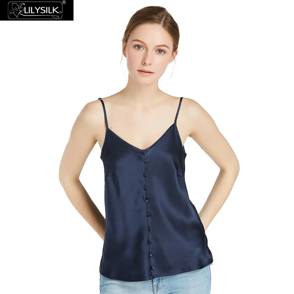 LilySilk Camisole Топ женский Шелковый 22 momme обернутый на кнопке мягкий удобный базовый