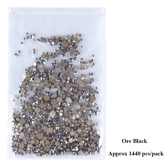 Ore Black 1440 шт смешанных размеров Стразы для ногтей для маникюра с плоской задней стороной Алмазная форма Кристальные блестящие камни для дизайна ногтей украшения Драгоценные камни TR1015 - Цвет: Ore Black