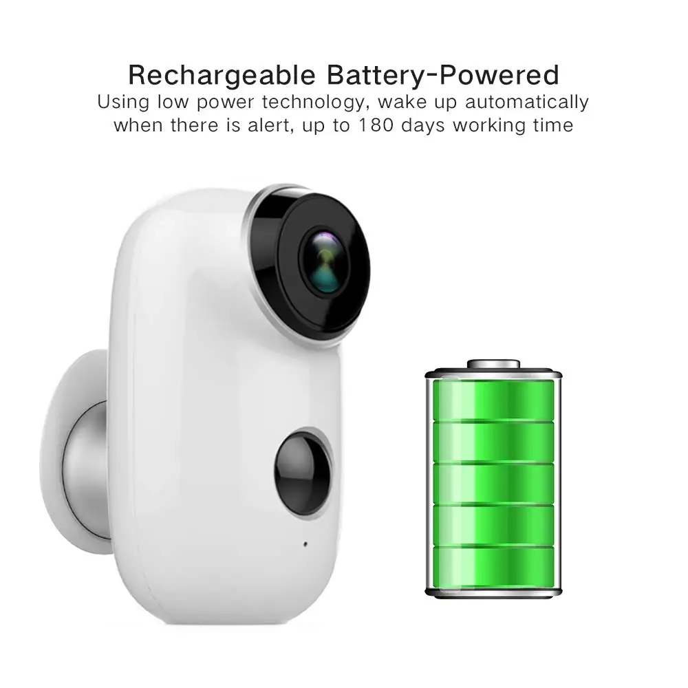 

Home Battery WiFi Camera IP65 Certified Weather-Resistant Rechargeable HD Smart Security Camera With Audio