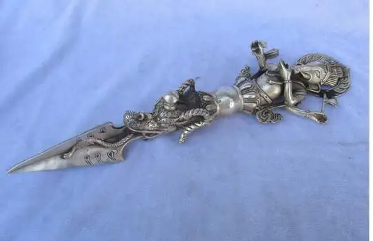 Медный латунный домашний ручной работы тибетский серебряный буддийский меч