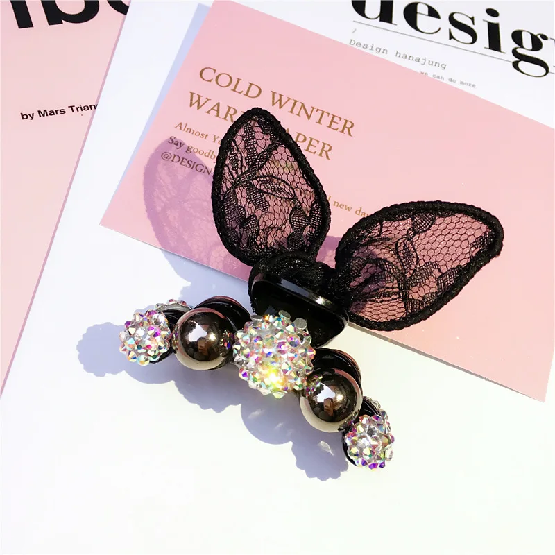 Разноцветный жемчуг заколки кружевные кроличьи ушки блестящая заколка для волос