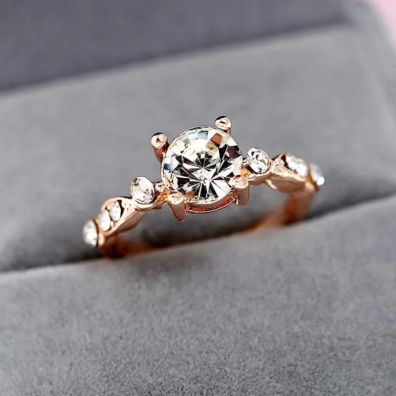 2018 Австрийские кристаллы кольцо из розового золота Цвет цветок bague Обручение anillos
