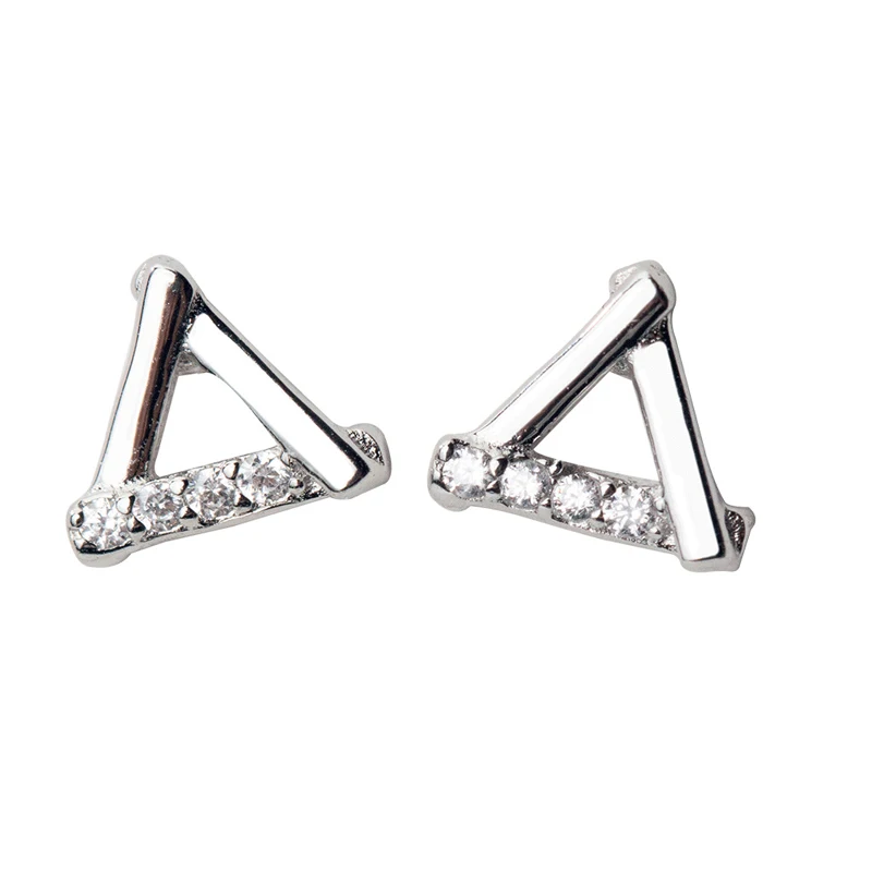 

MloveAcc 925 Sterling Silver Jewelry Fashion Cute Tiny Hollow Triangle Stud Earrings Gift for Girls Kids Lady