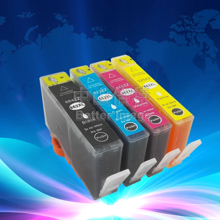 

INK WAY 4 цвета 1 Набор для HP862XL с чипом 684ZZ 323ZZ 324ZZ 325ZZ подходит для HPC5370 C309A C309G C310A C410D