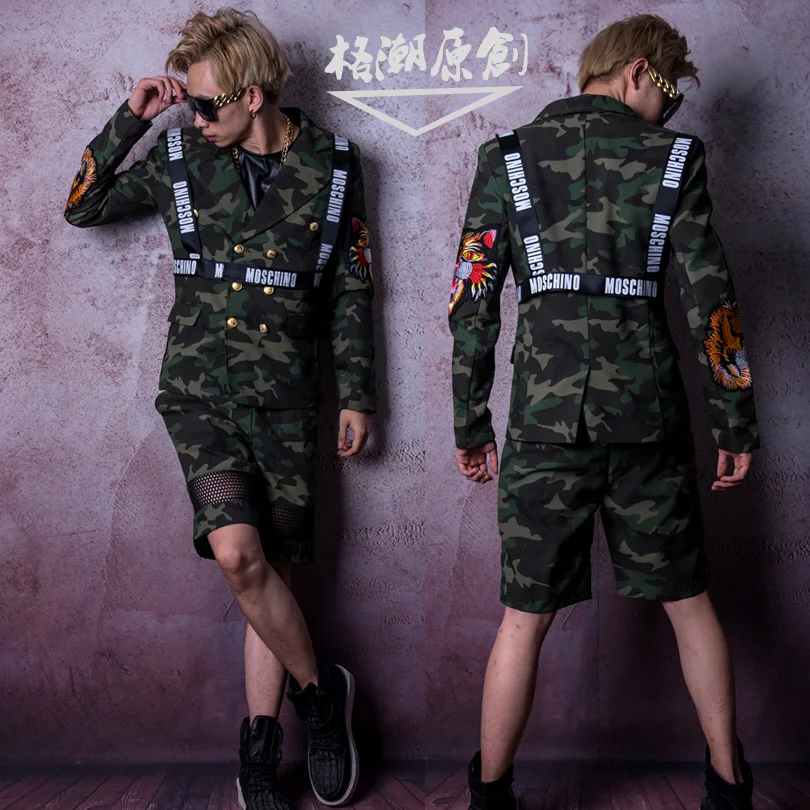M 6XL! ночной бар мужской певец DSDJ большое шоу Подиум GD камуфляж костюм парикмахер
