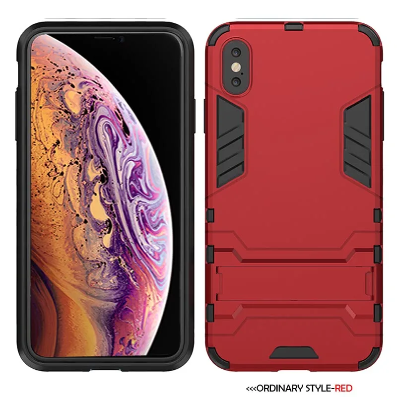 Противоударный чехол для iPhone X, XR, XS, Max, 8 Plus, 6, 6s, 7, 5, SE, 5S чехол для телефона, PC+ силиконовый чехол с подставкой и изображением Железного человека