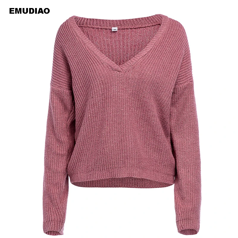 Casual Knitted Sweaters Women V-neck Long Sleeve Pullovers 2019 Autumn Winter Streetwear Knitting Sweater Feminine Coat Jumper | Женская