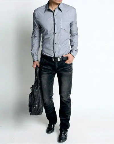 Shirts fashion Long-sleeve Plaids Mens 