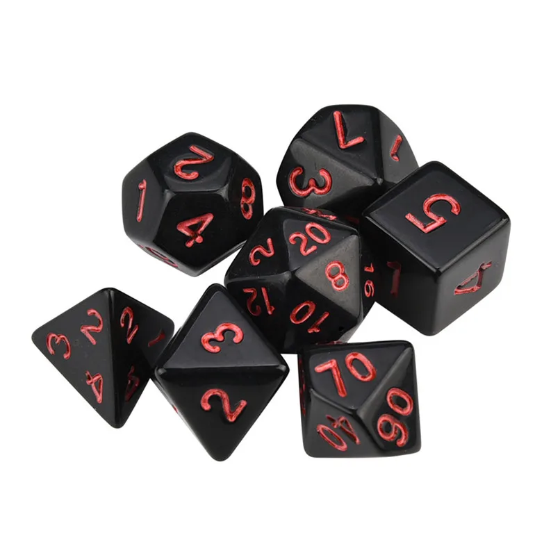 7 шт. кости с цифрами для TRPG игра многогранные D4 D20 мульти сторонее акриловое