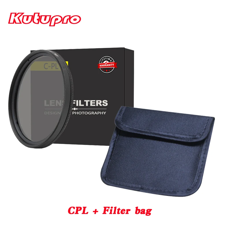 Kutupro PRO CPL круговой поляризационный фильтр для объектива камеры+ чехол для фильтра в комплекте для nikon canon sony pentax 52 58 62 67 72 77 82 мм