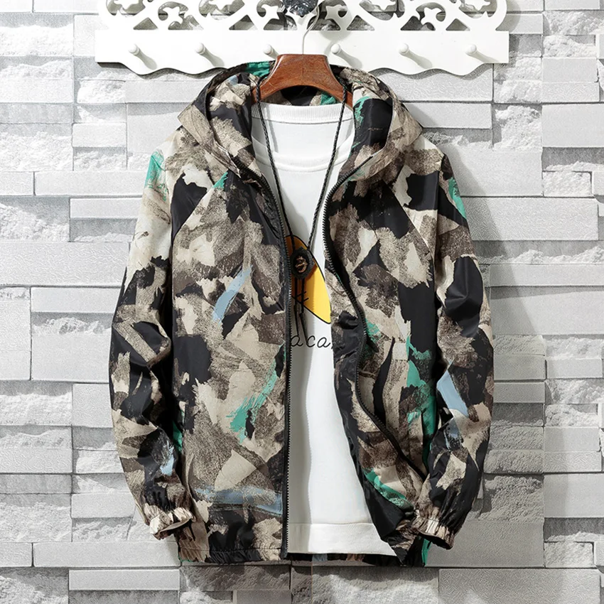 

HCXY 2021 Couple's Windbreaker Men's Women's Hooded Coats Jackets Men Women Patchwork Letters Printing Loose Waterproof Thin