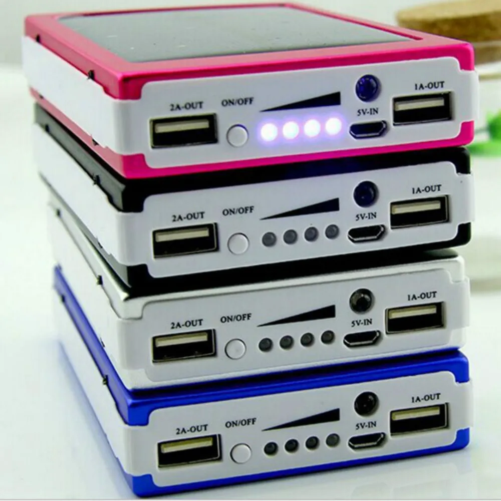 Внешний аккумулятор на солнечной батарее два USB-разъема 18 650 светодиодная лампа