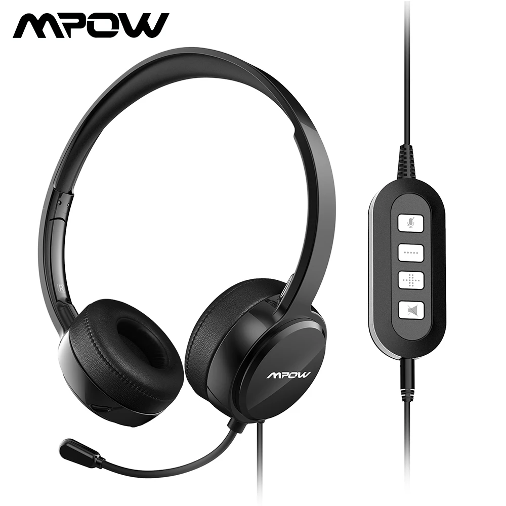 Mpow PA071 USB наушники 3,5 мм гарнитура с шумоподавлением звуковая карта памяти наушники для Skype звонки с Mac/PC