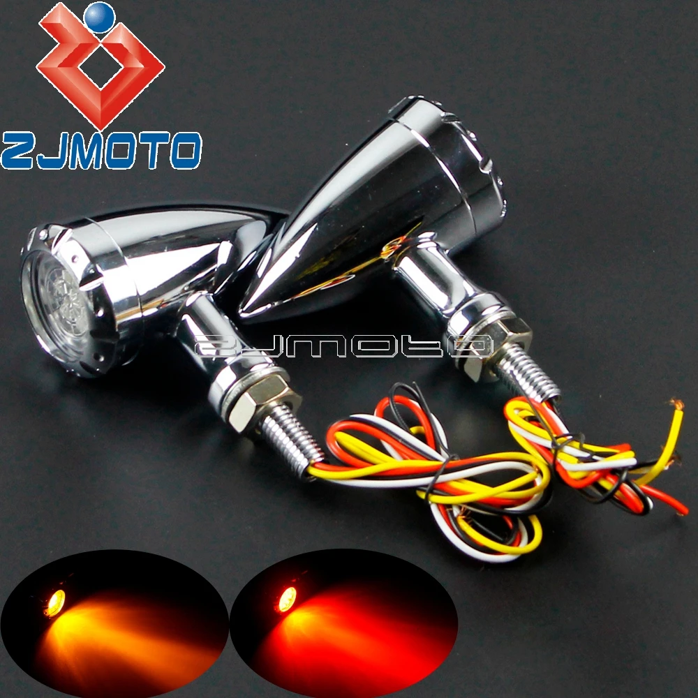 Светодиодный указатель поворота для мотоцикла хромированный/черный цвет стоп