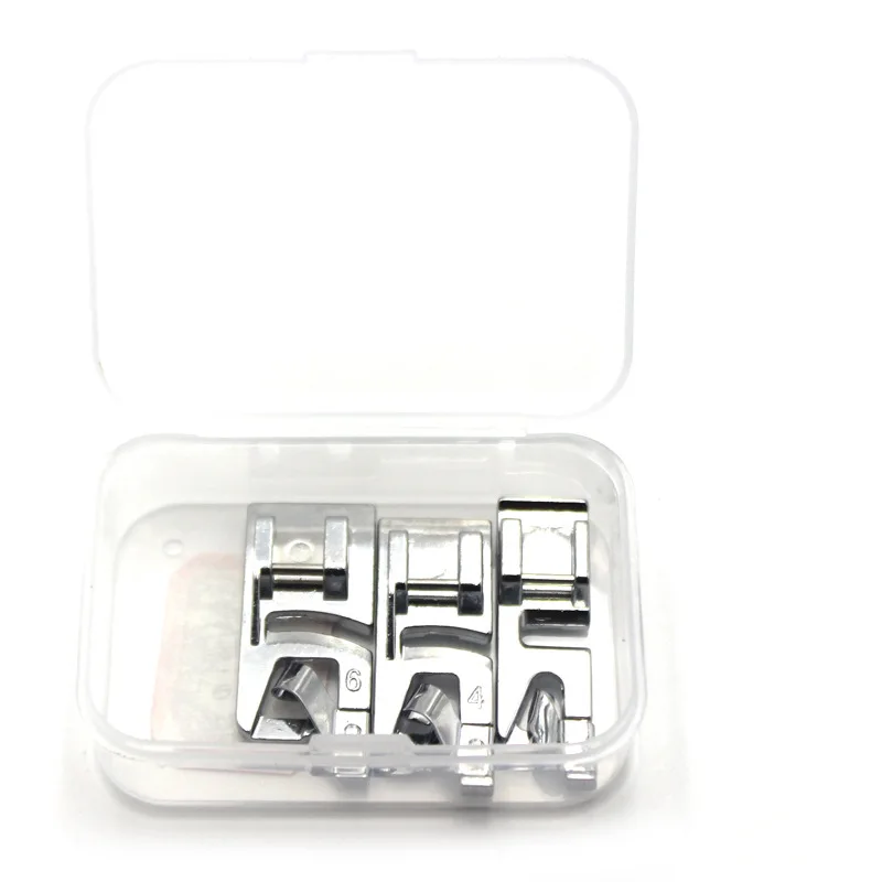 

1 Set 3/4/6mm Crimping Edge Sewing Machine foot and Ruler Suits Home DIY Sewing Tools Metal Household Sewing Machine Accessories