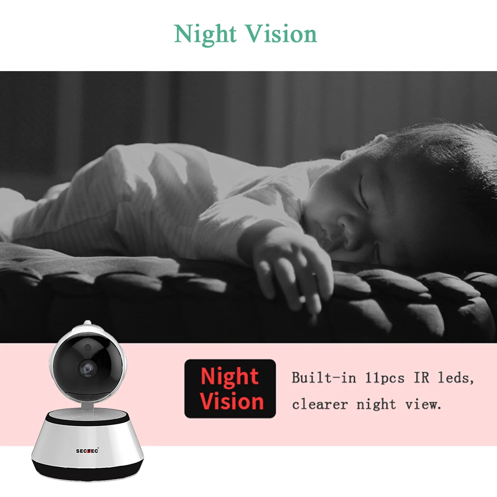 SECTEC IP камера беспроводная 720P домашняя охранная CCTV Сетевая WIFI ночное видение