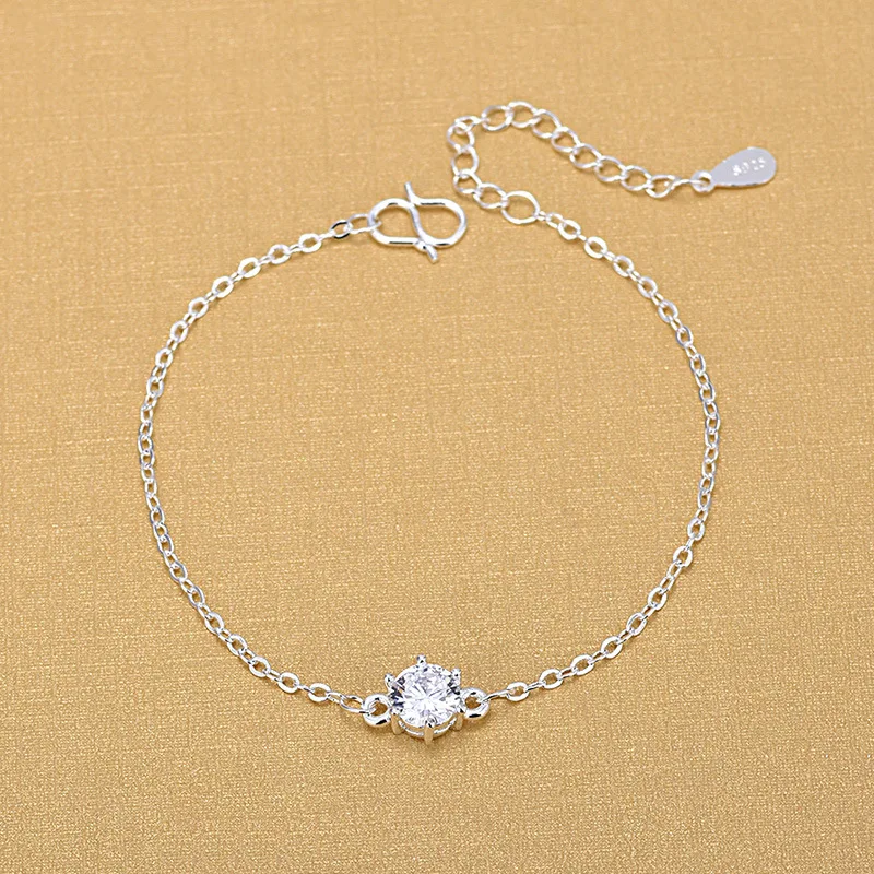 

Fashion New Silver Color Cubic Zircon Charm Bracelets Chain Bracelets For Women Wedding Jewelry Gifts