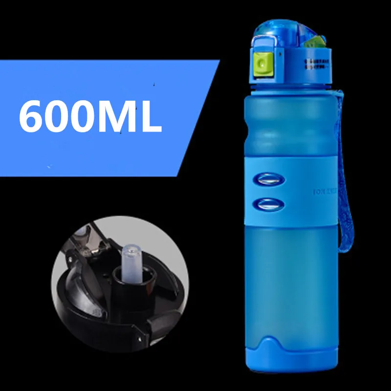 Bpa free portable sports plastic water bottles kids outdoor leak-proof straw detachable Drink bottle For Sports camping hiking - Цвет: Синий