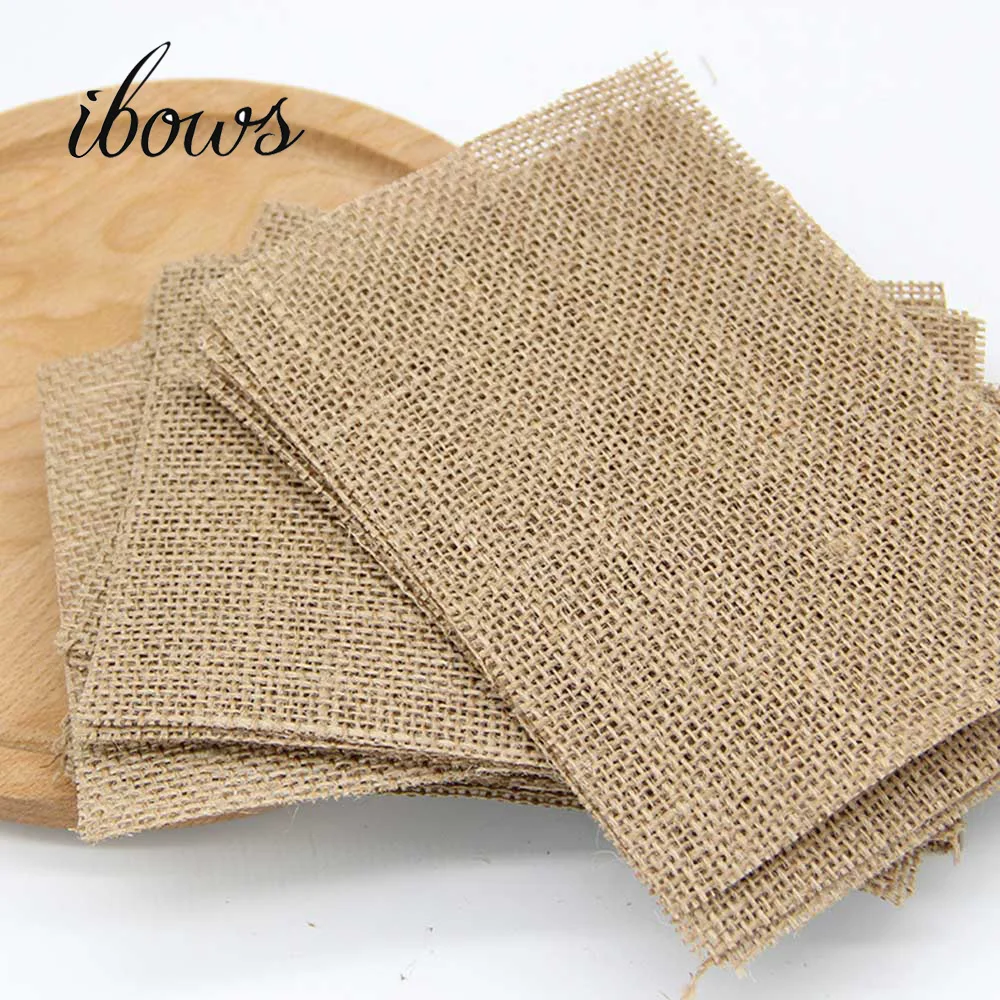 5pcs/lot Round& Square Vintage Hessian Burlap Jute Natural Style Wedding Christmas Party Home Decoration DIY Crafts Accessories