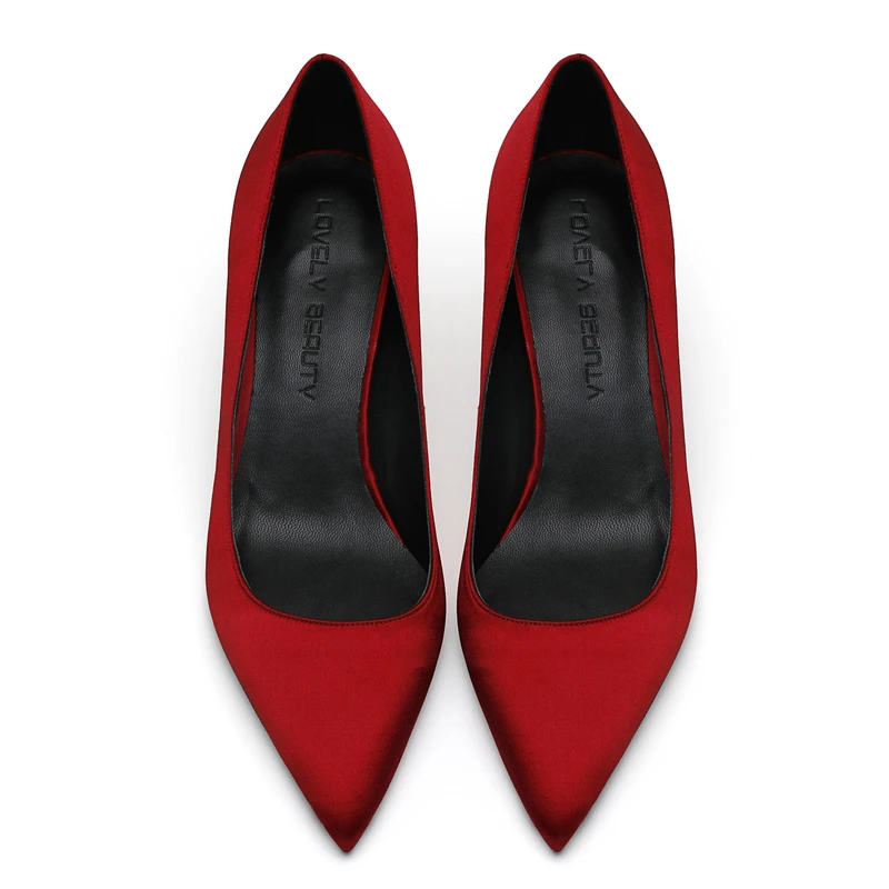10cm Heel Height Элегантные женские туфли-лодочки высококачественные шелковые туфли с острым носком на высоком тонком каблуке 6 см, 8 см, 10 см, Классические Вечерние туфли для офиса женская обувь зеленого цвета, E0041 - Цвет: 10cm Heel Height