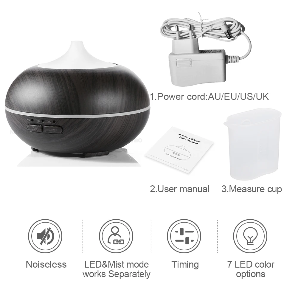 150 мл Арома диффузор ароматерапия древесное зерно эфирное масло ультразвуковой