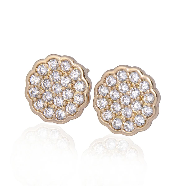 Fashion Jewelry 18K Yellow Gold Plated White Round CZ Trendy Flower Stud Earrings | Украшения и аксессуары